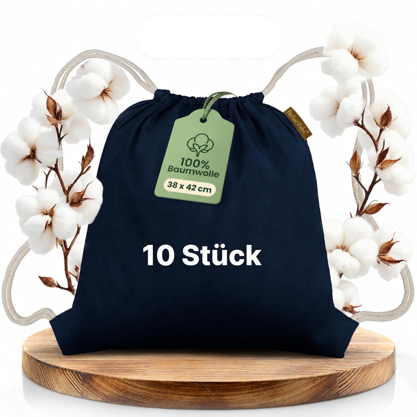 10er-Set Turnbeutel, Navy Blau