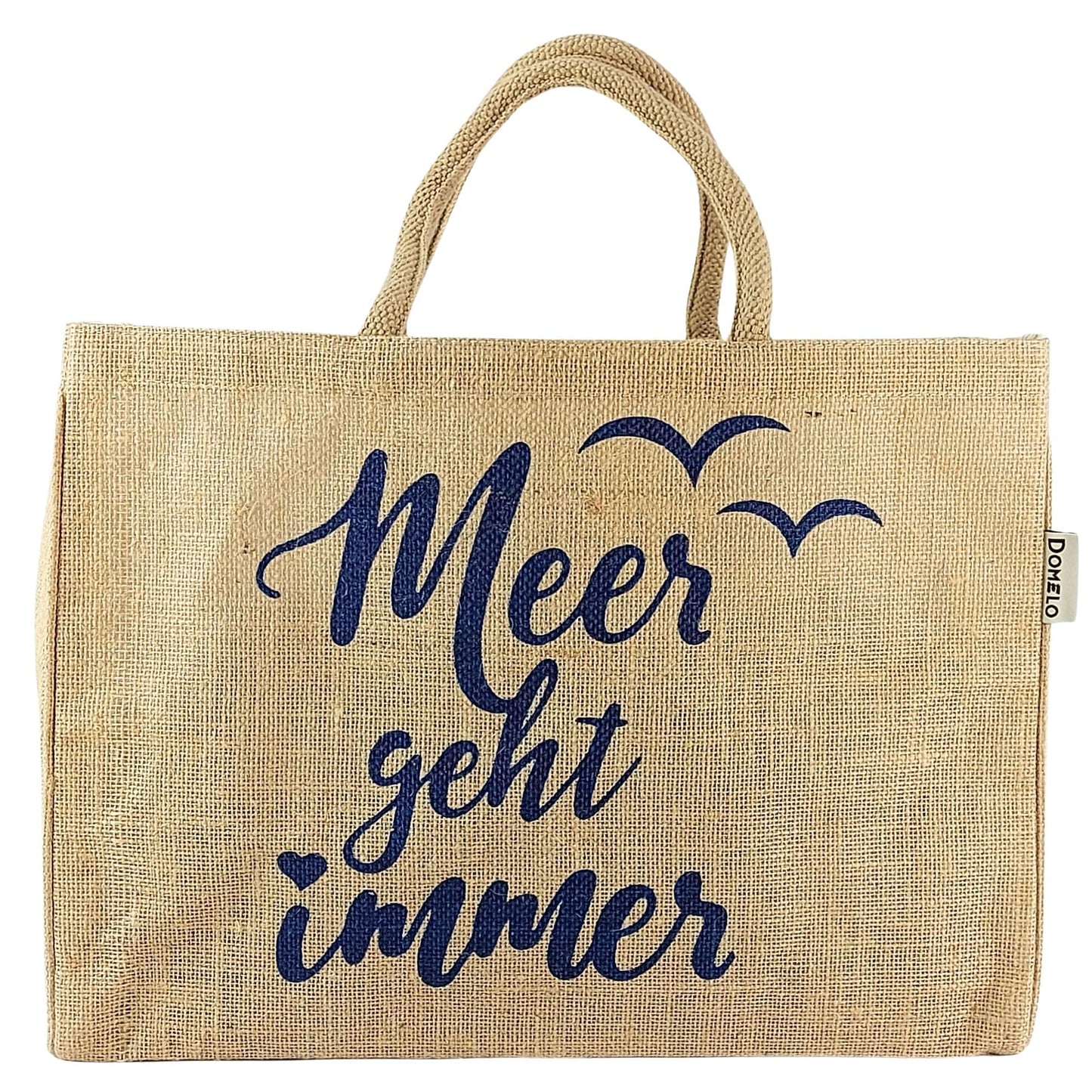 Vegane Jutetasche Shopper 24L mit Reissverschlussfach, Meer Geht Immer