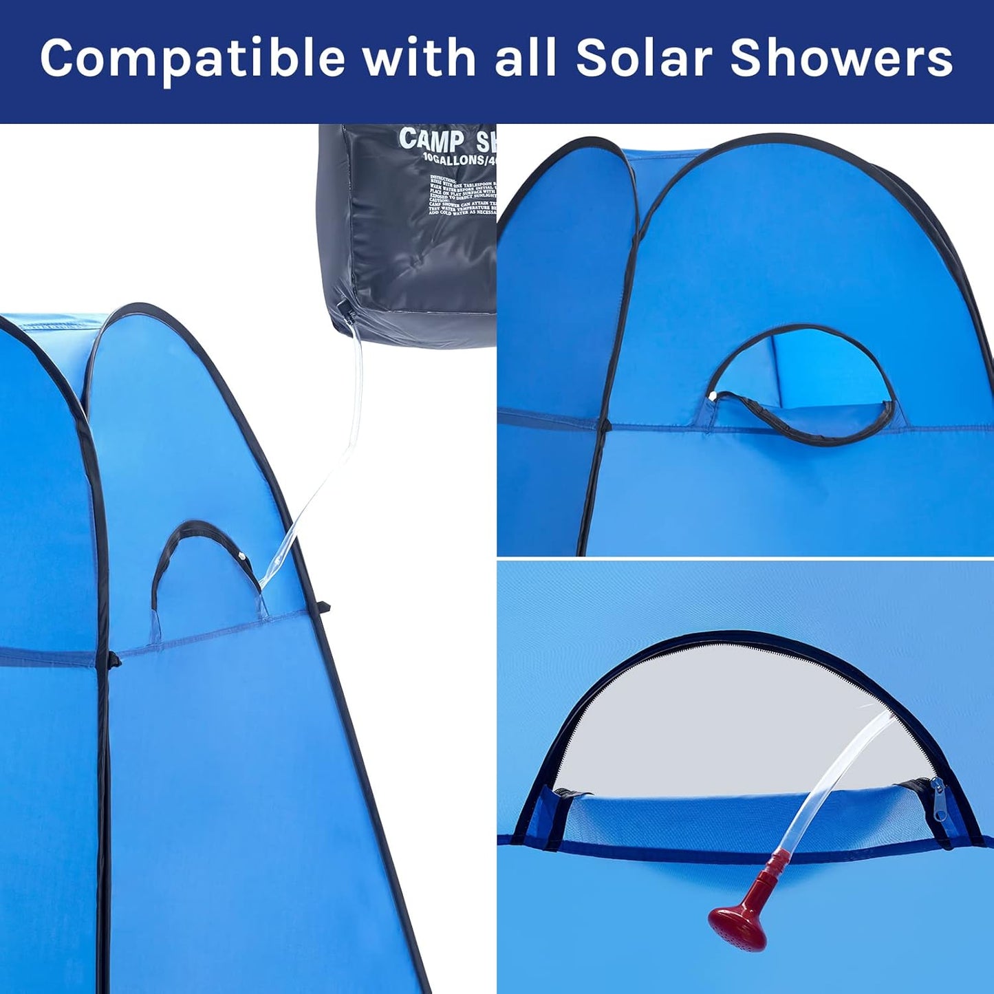 Pop-up-Dusch- und Umkleidezelt fürs Camping, Blau Grosszügig: H 190cm, W 120cm