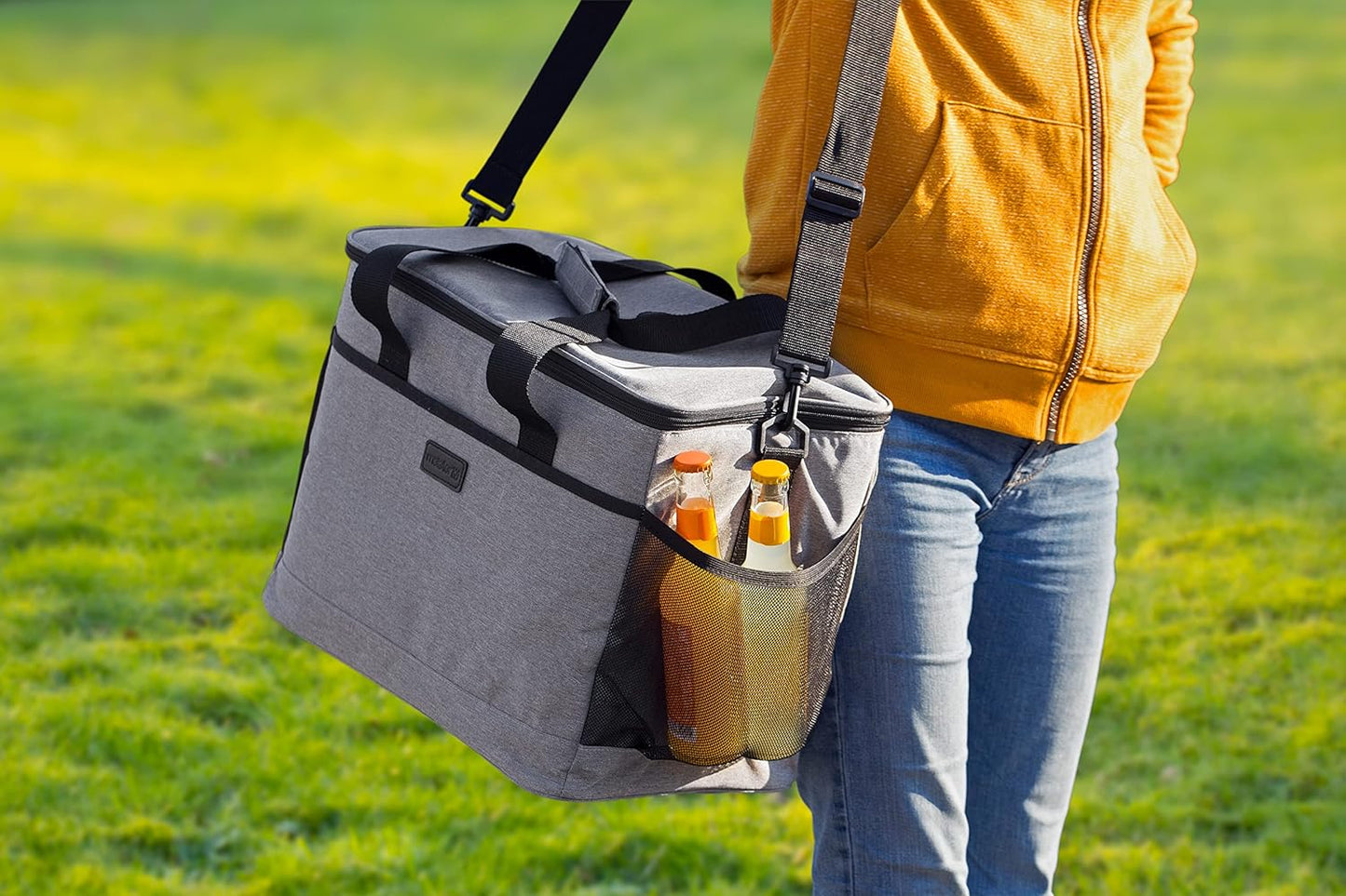 Thermotasche mit Schultergurt, regenfest, grau