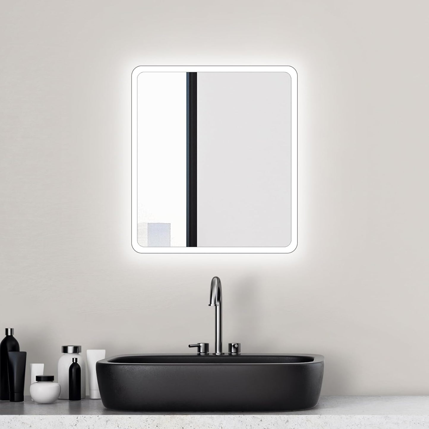 Badezimmerspiegel mit LED-Beleuchtung, 40L x 45B cm