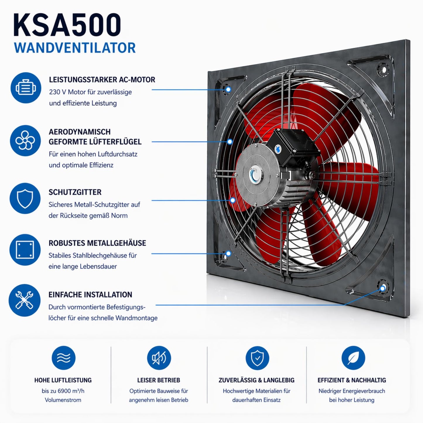 Hochleistungs-Axialventilator KSA500 (6900m³/h), KSA500; 6900m³/h