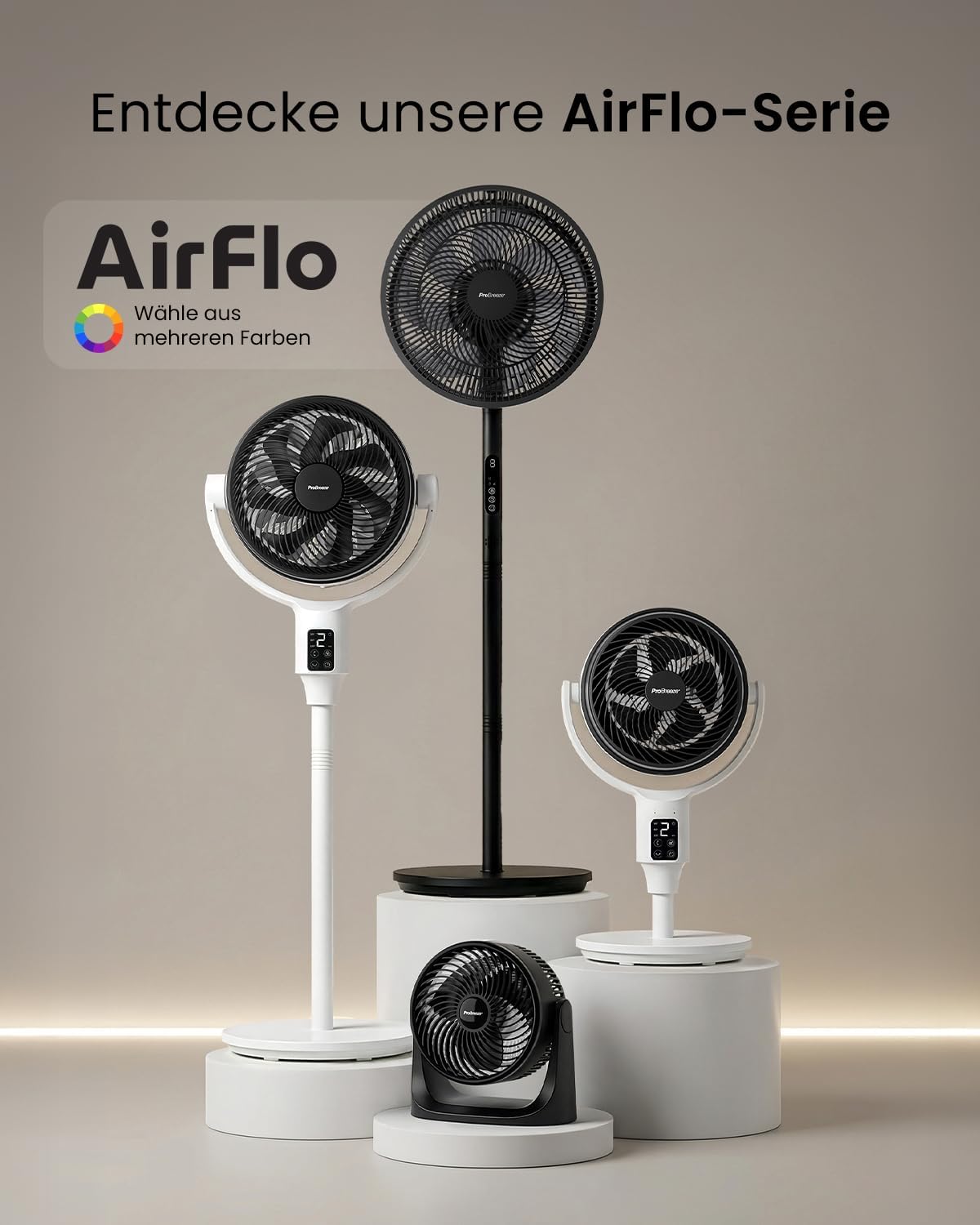 Mini Tischventilator mit 3 Stufen, Schwarz