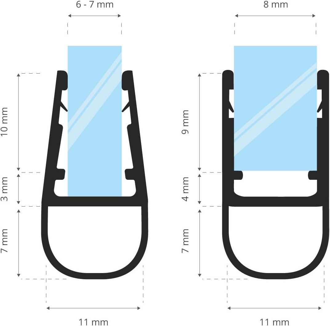 Duschdichtung, UK07 - Gerade für 6mm/ 7mm/ 8mm Länge 190cm