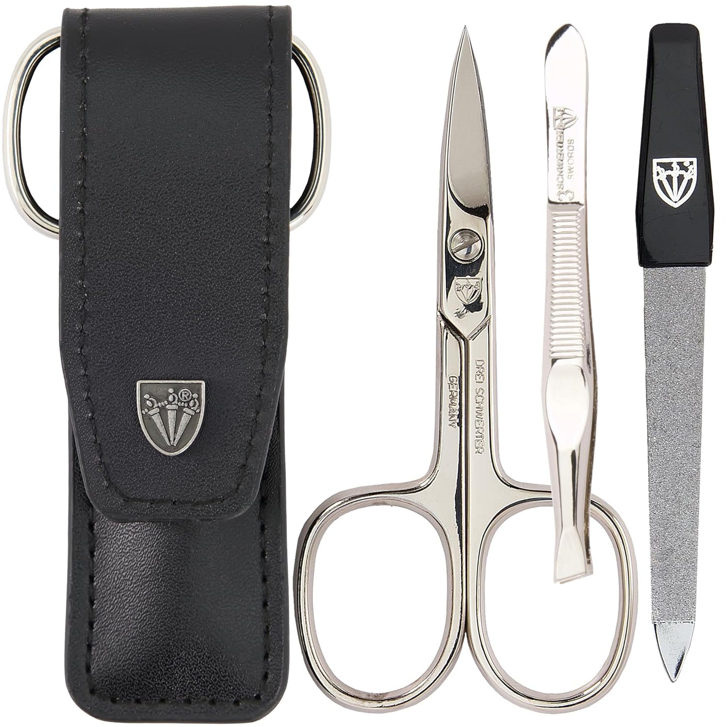 3-teiliges Nagelpflegeset 'Venezia', SCHWARZ - KUNSTLEDER