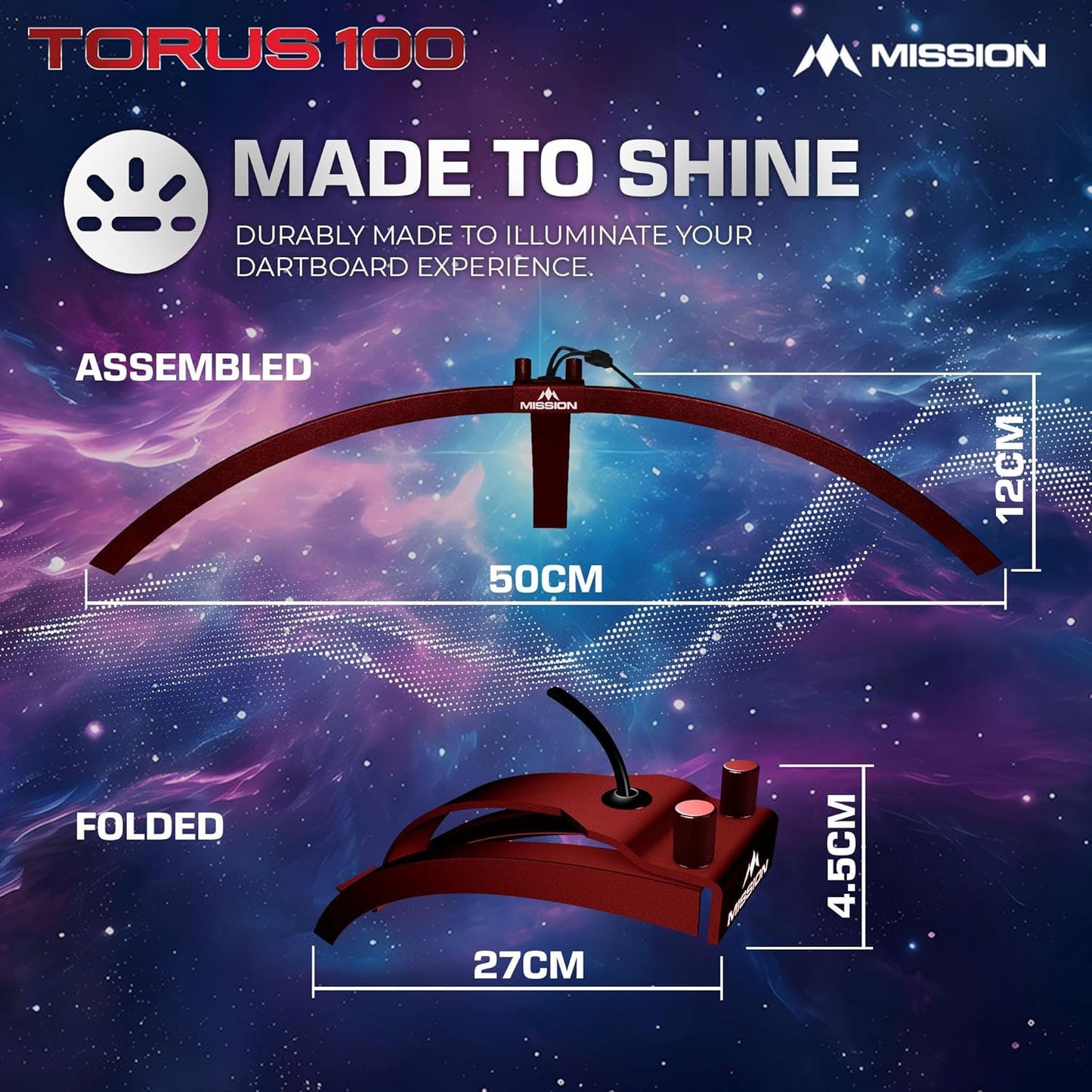 Torus 100 Boardbeleuchtung Rot, Metallic-Rot