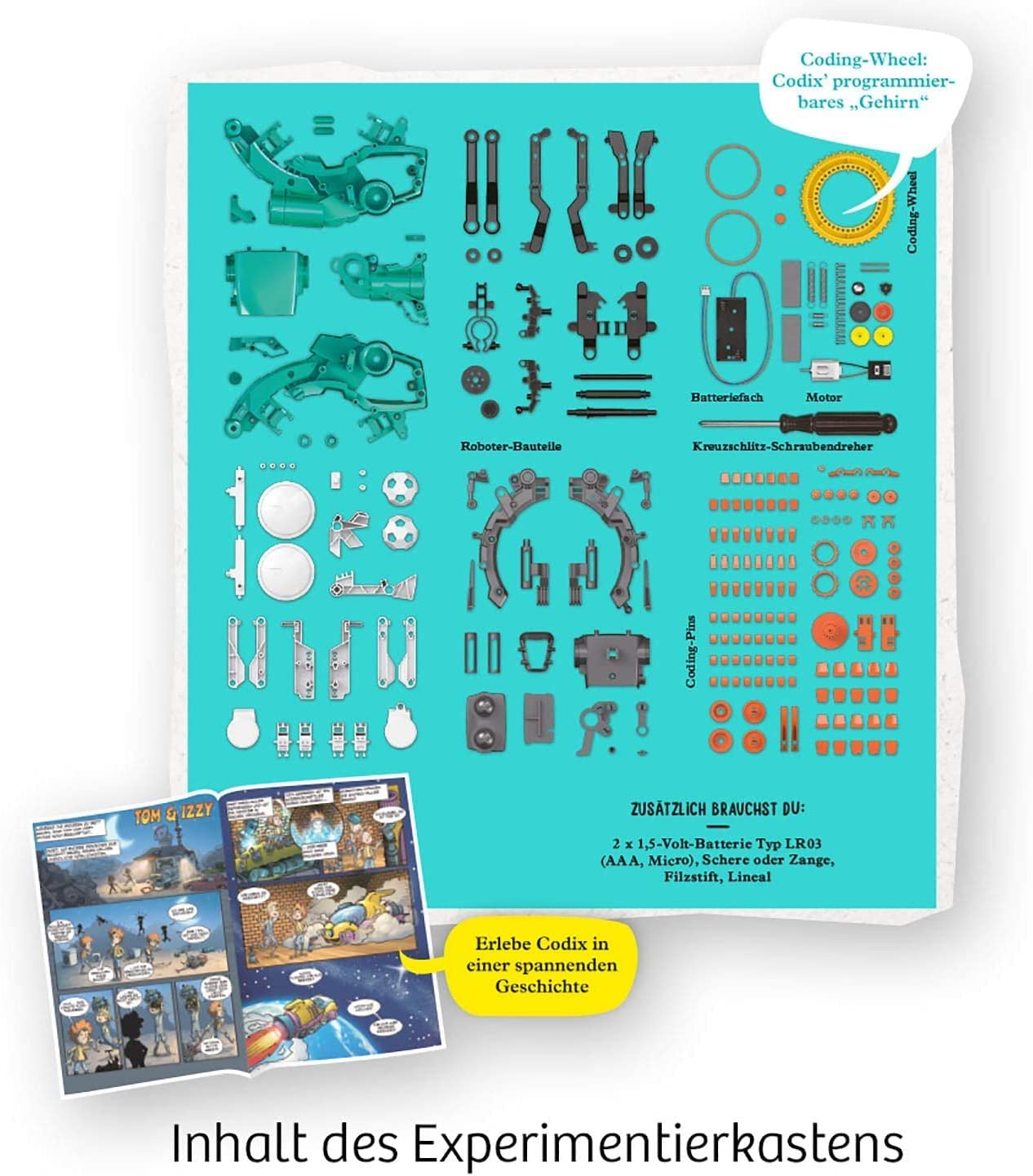 Codix - Dein mechanischer Coding-Roboter, Experimentierkasten