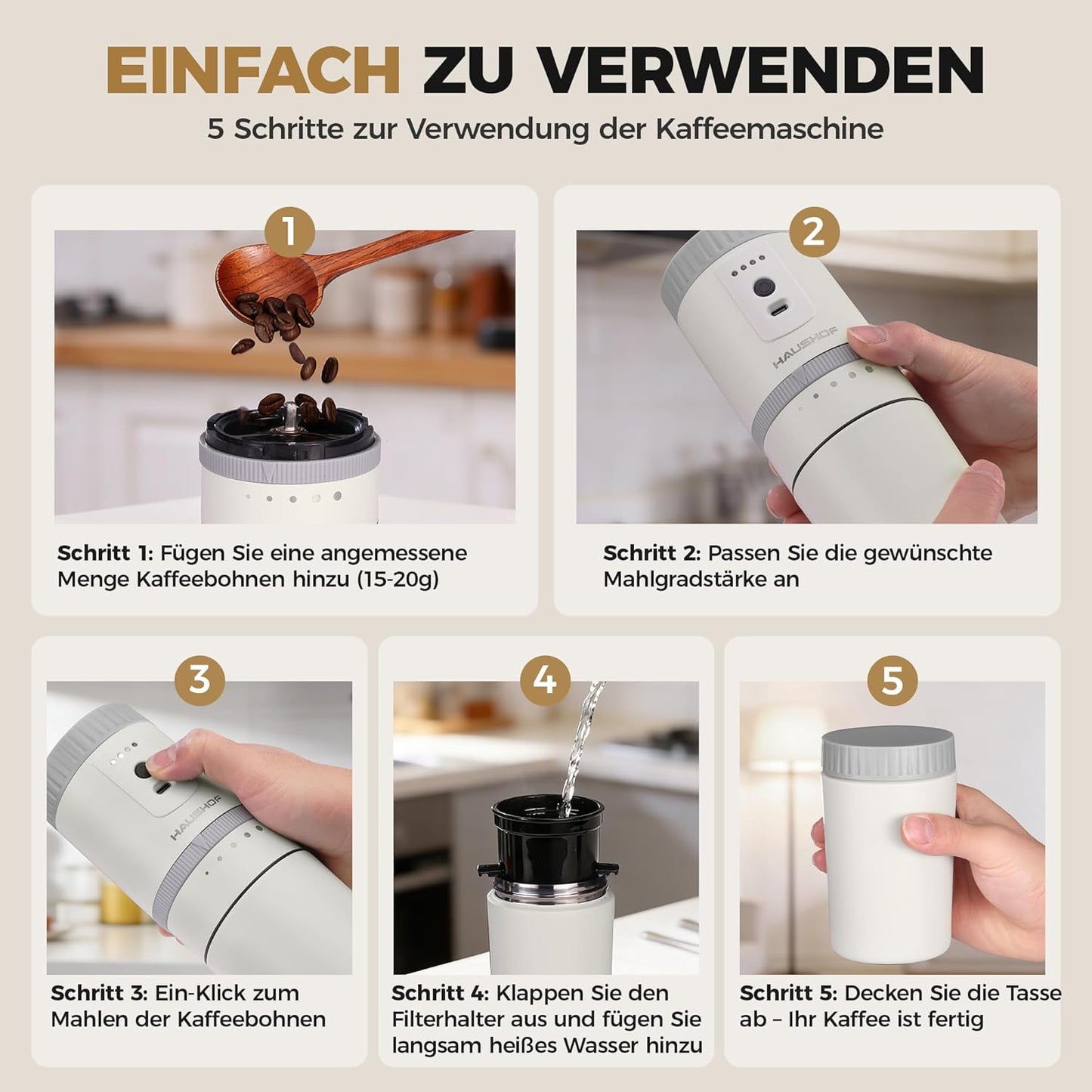 Elektrische Kaffeemühle, Weiss