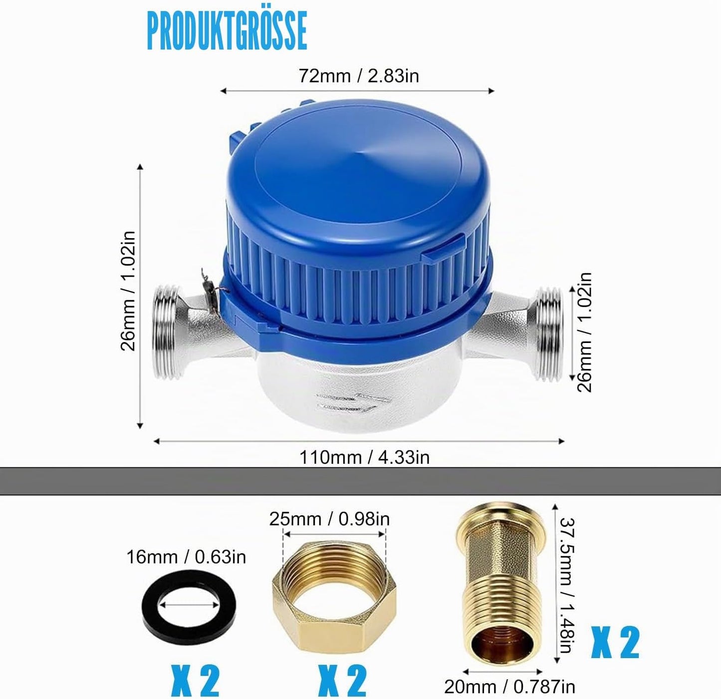 Wasserzähler 1/2" mit Zeiger & Digitalanzeige