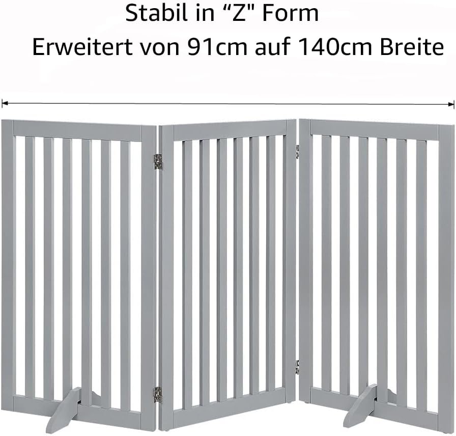 Freistehendes Absperrgitter für Hunde, 3-teilig, Grau, 153L x 91H cm, 3-teilig