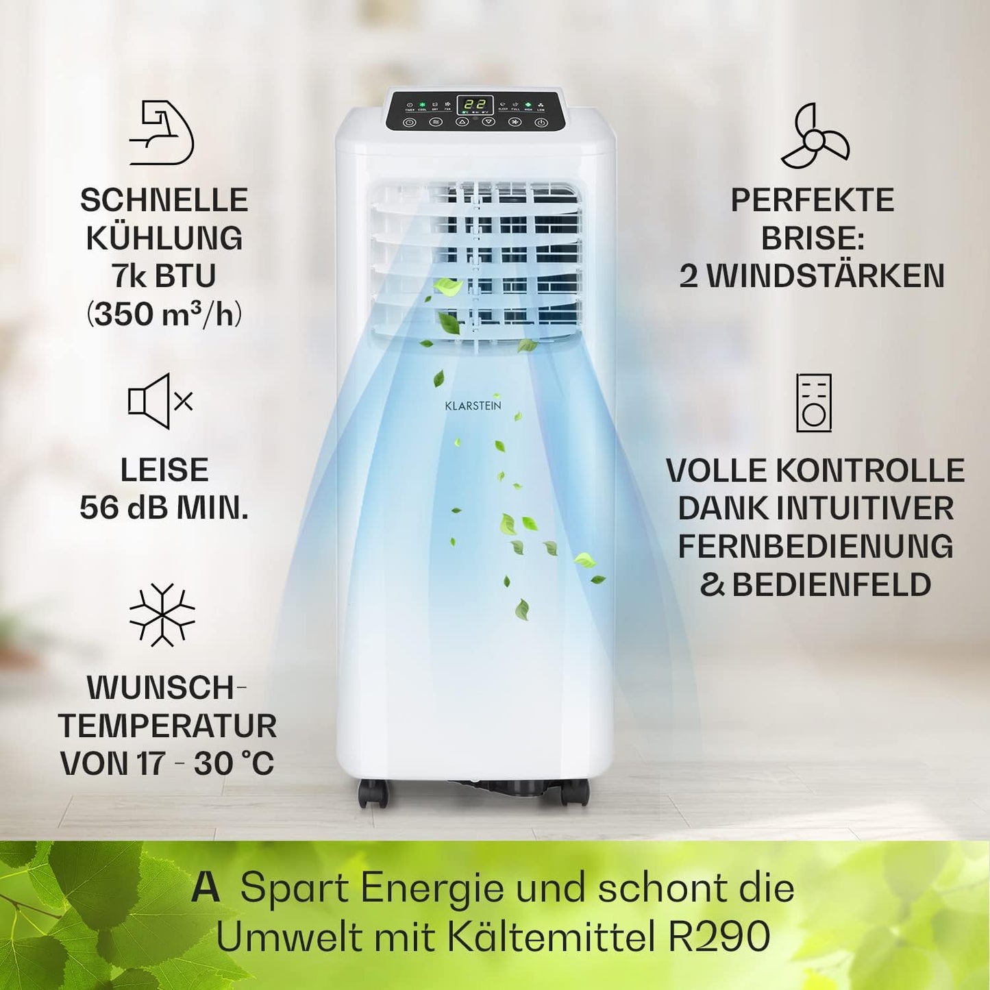 Mobile Klimaanlage, Weiss, 7000 BTU