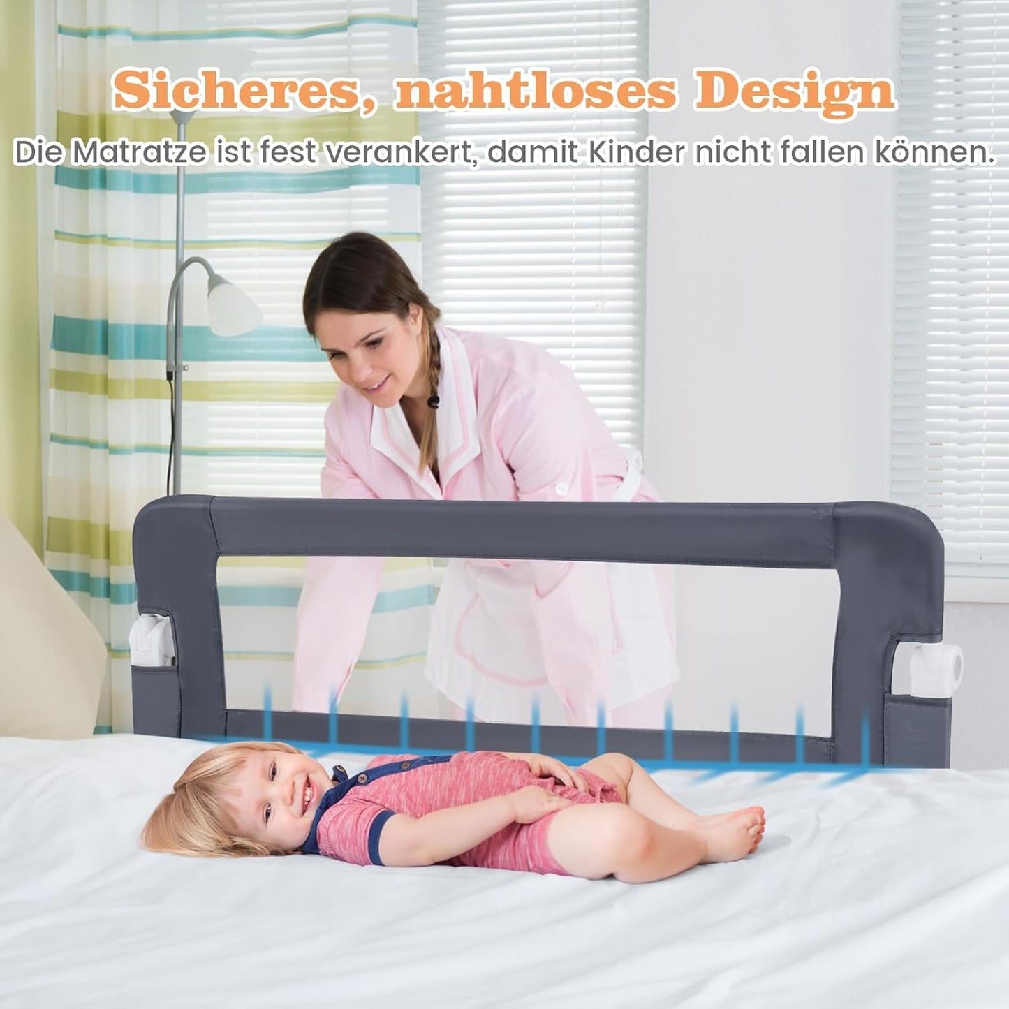 Klappbares Bettgitter, Grau / 120x42cm