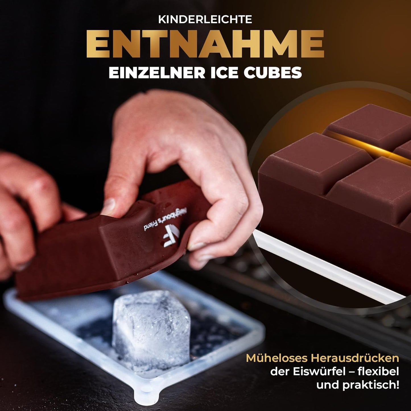 2er-Pack XXL Eiswürfelform für Whisky & Cocktails, Eiswürfelform