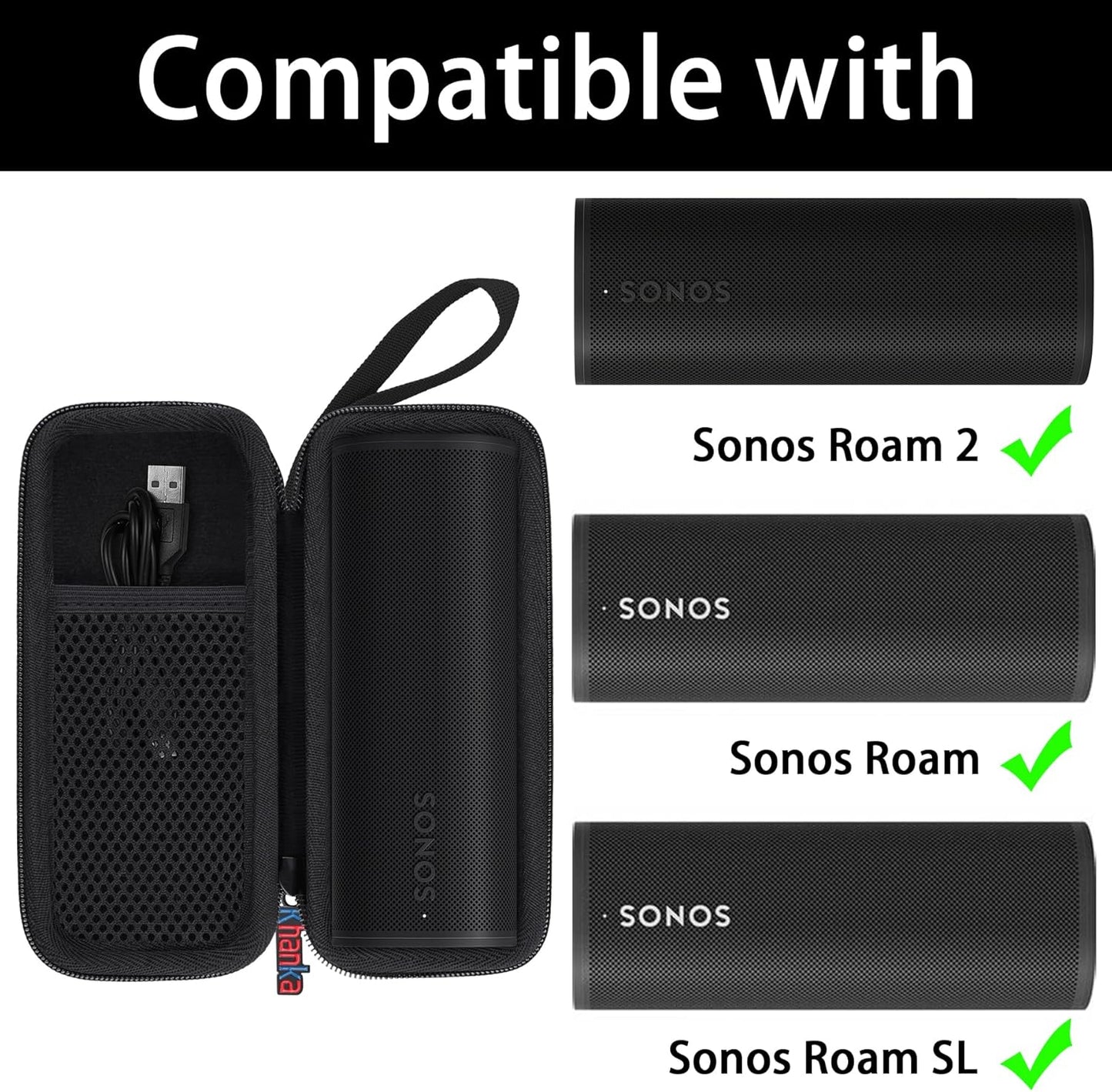 Hartschalen-Reiseetui für Sonos Roam, Schwarz