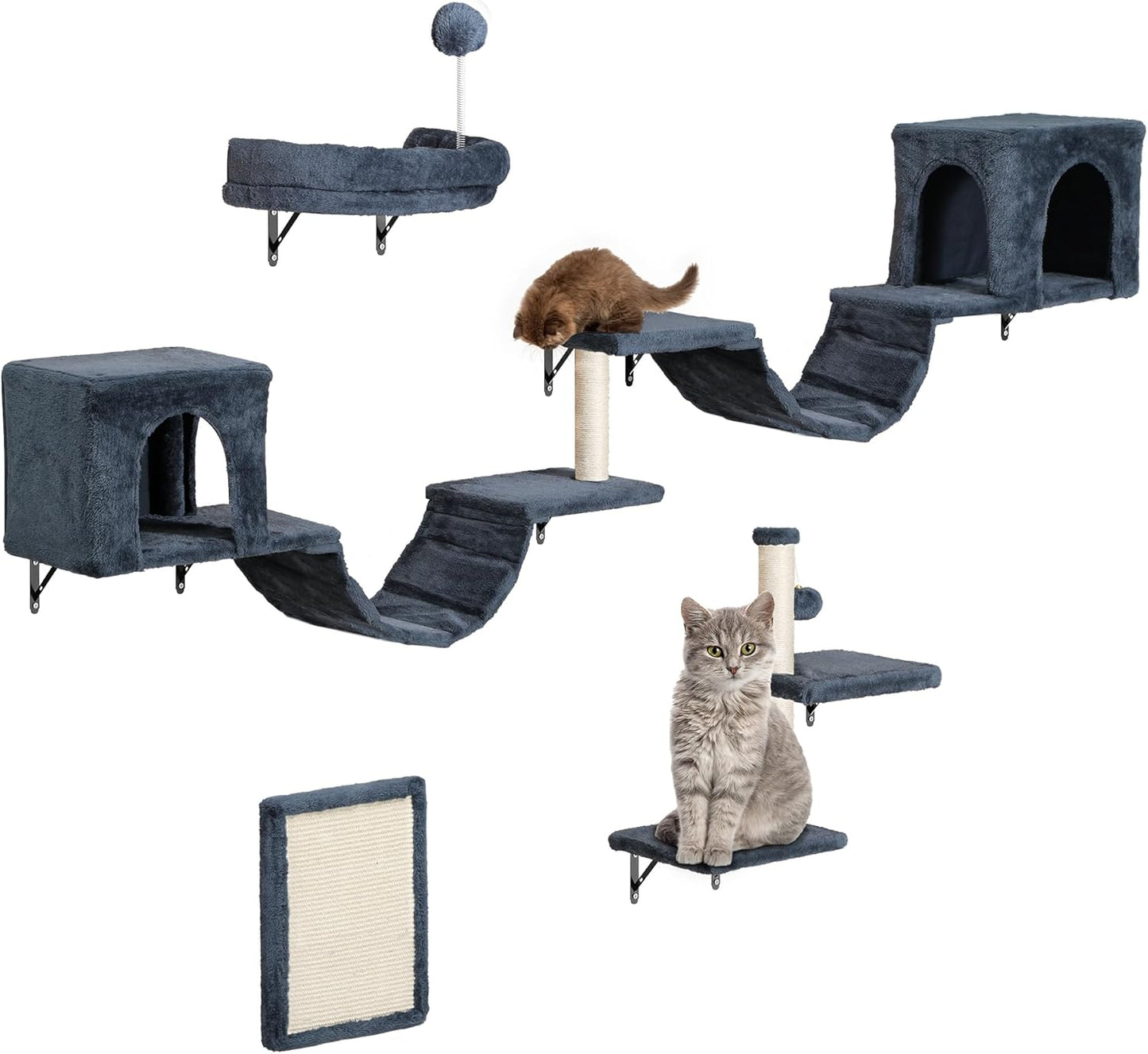 8-teiliges Katzenkletterwand-Set mit Kratzbäumen, dunkelgrau 8 PCS