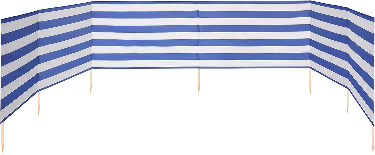 Windschutz für Strand mit Holzstab (4 m), 4 m|Streifen
