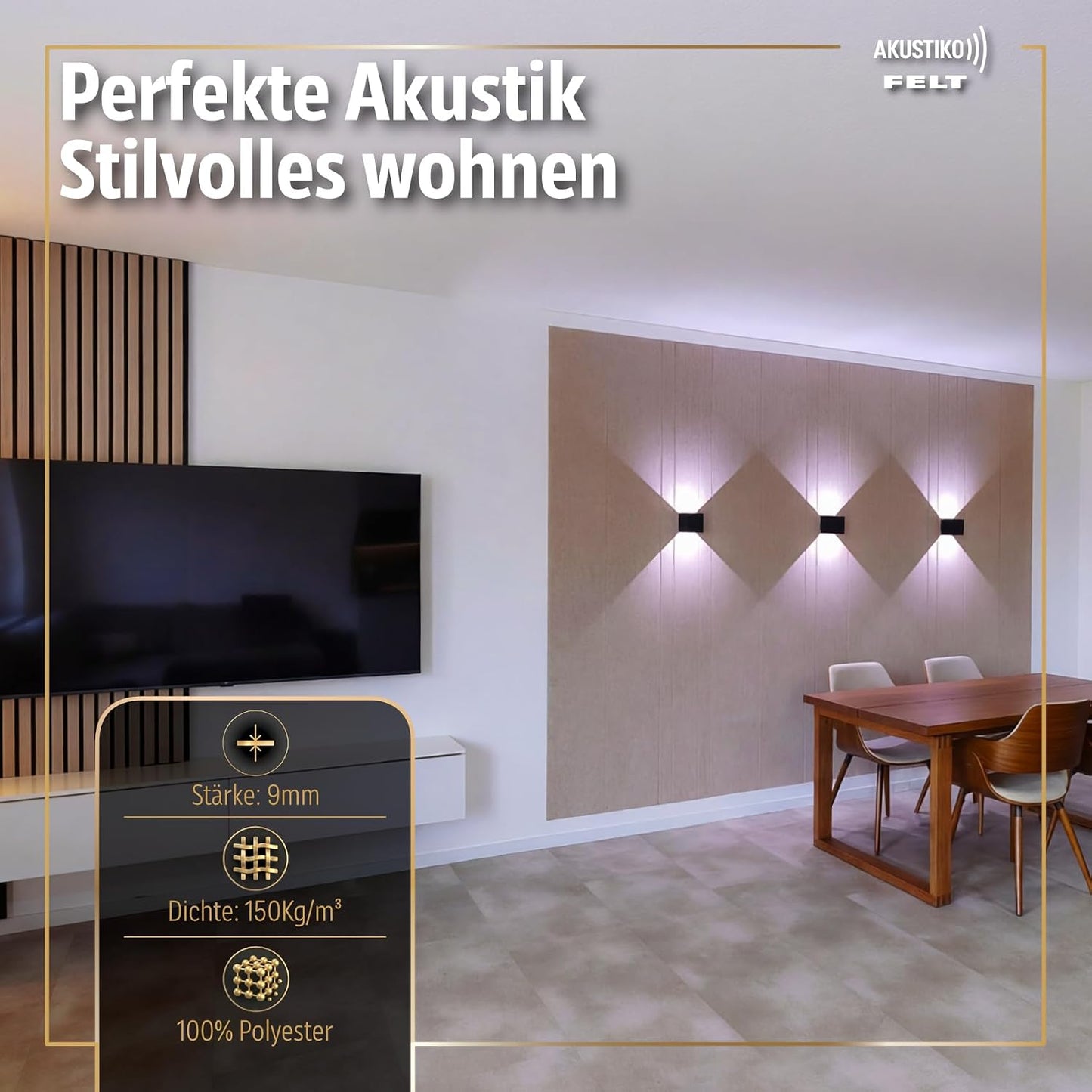 Selbstklebendes Schallschutzplatten Set in Lamellenoptik, Standard - Weiss Lamelle - 120x60cm