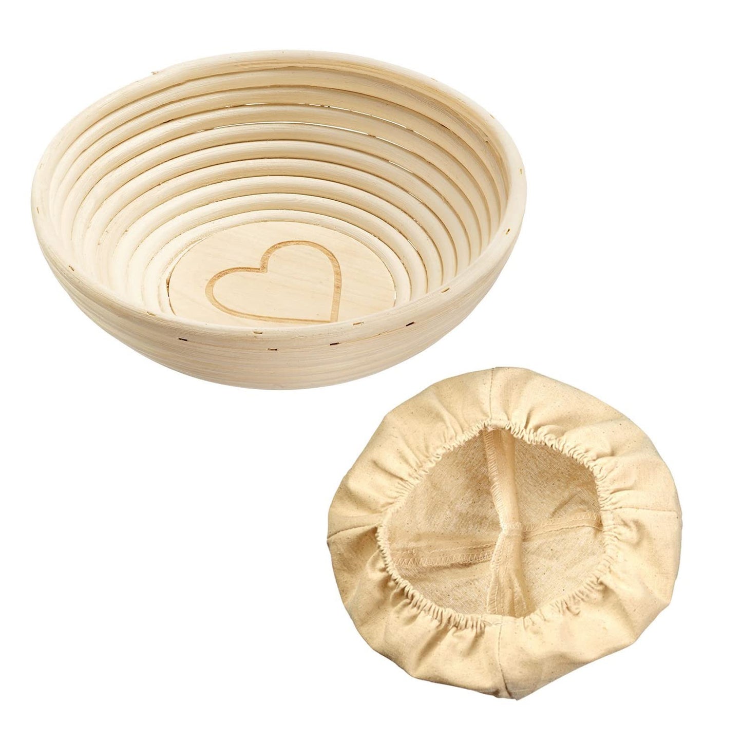 Gärkörbchen-Set Herz, Rund, Ca. Ø 24,5, mit Bezug, Dekor Herz Ø 24,5 cm