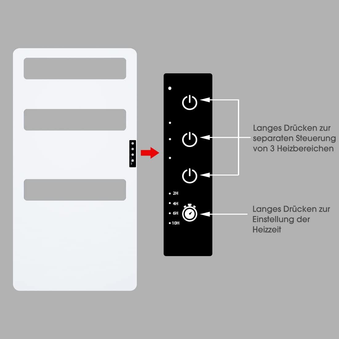 Elektrischer Badheizkörper mit Touch-Timer, Mit Timer