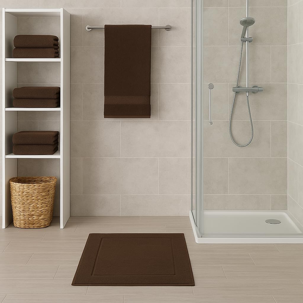 2er-Set Badematten, 50x70 cm, 2x Badvorleger Nuss