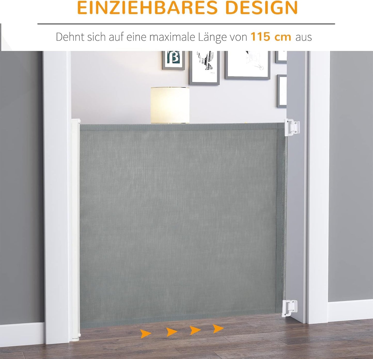 Hunde-Treppenschutzgitter einrollbar, Grau