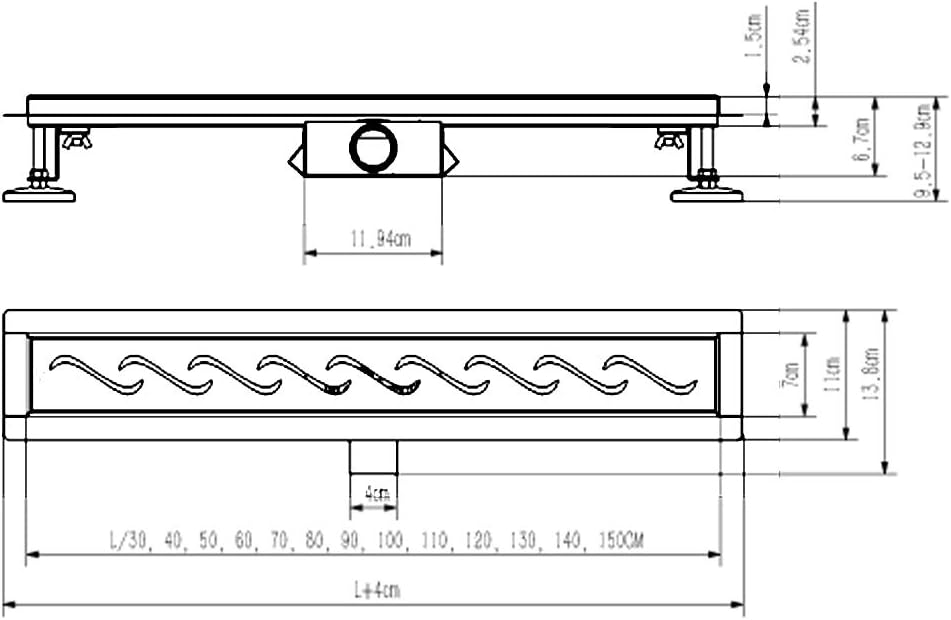 Duschrinne mit Siphon, 2 in 1 Befliesbar 100cm