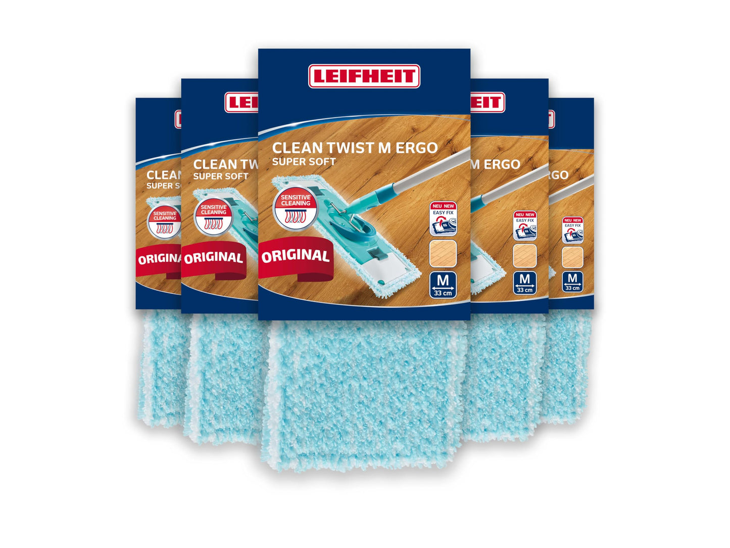 5er-Set Wischbezug Clean Twist M Ergo, Parkett Klett 5er Set