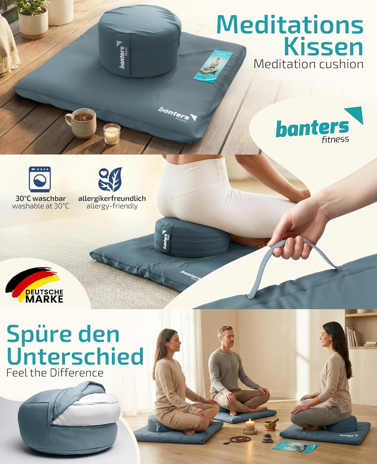 Meditationskissen-Set, Blau