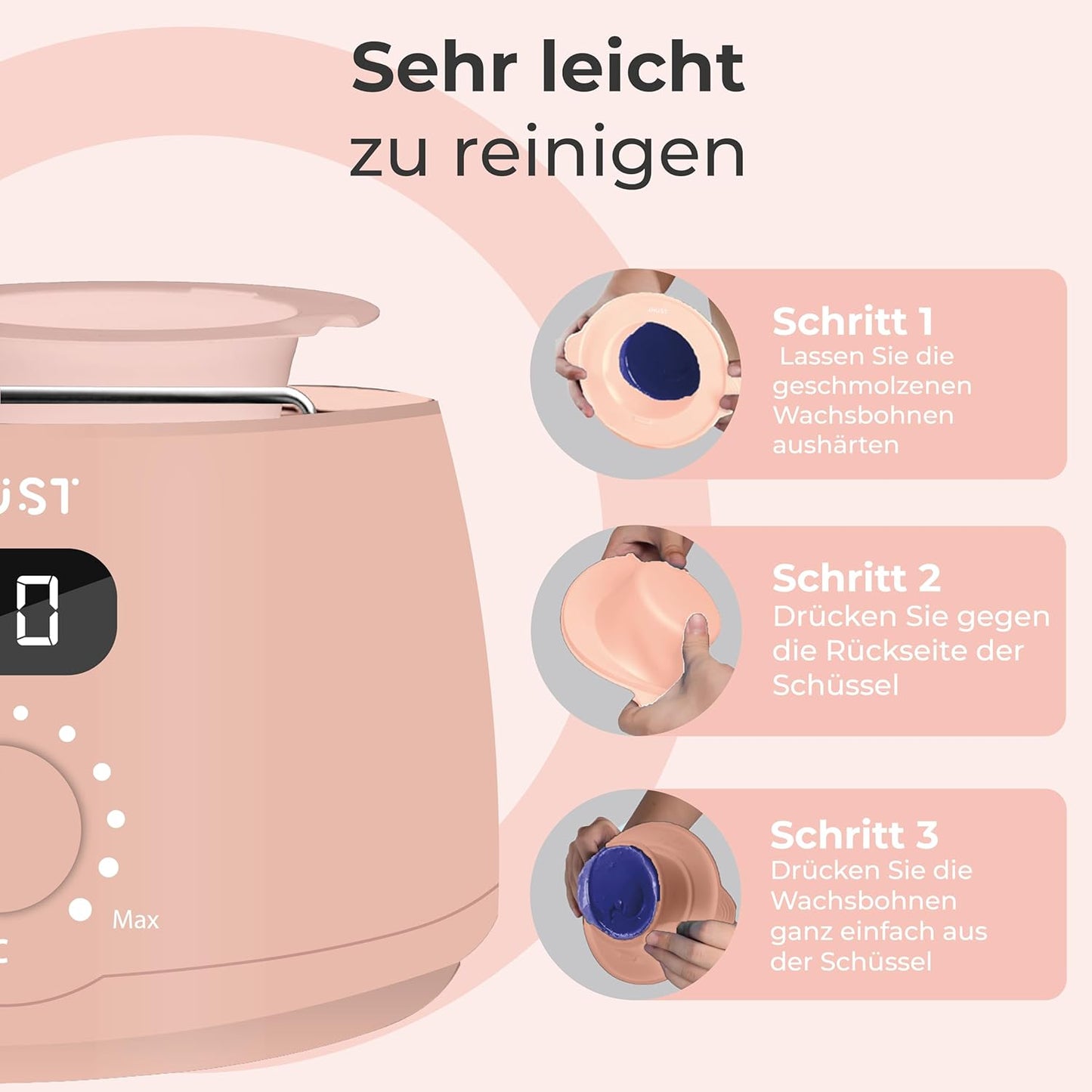 Wachswärmer-Set mit Wachsperlen und Zubehör, Rosa