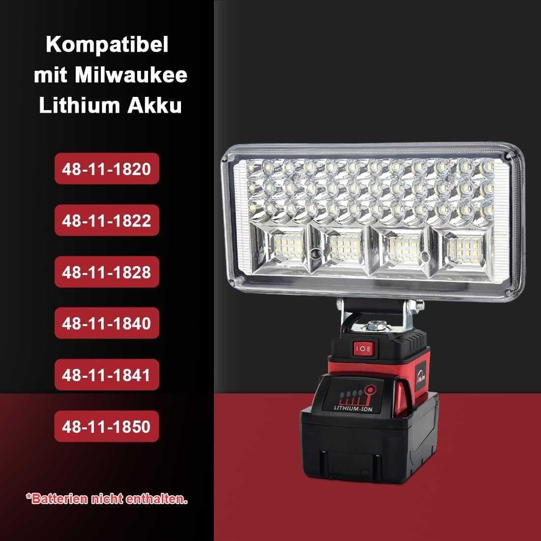 Akku-Lampe für Baustellen, 7 zoll mit USB