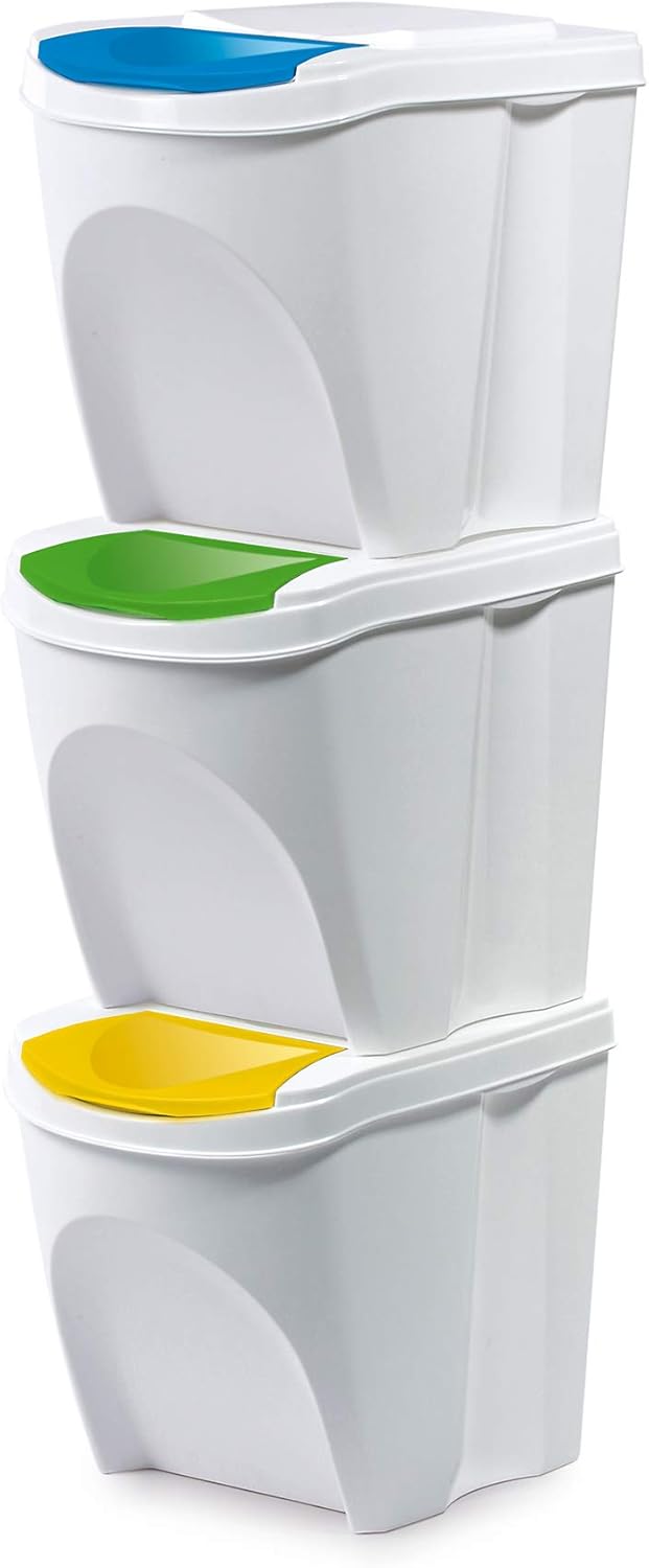 3-teiliges Mülltrennsystem, Weiss