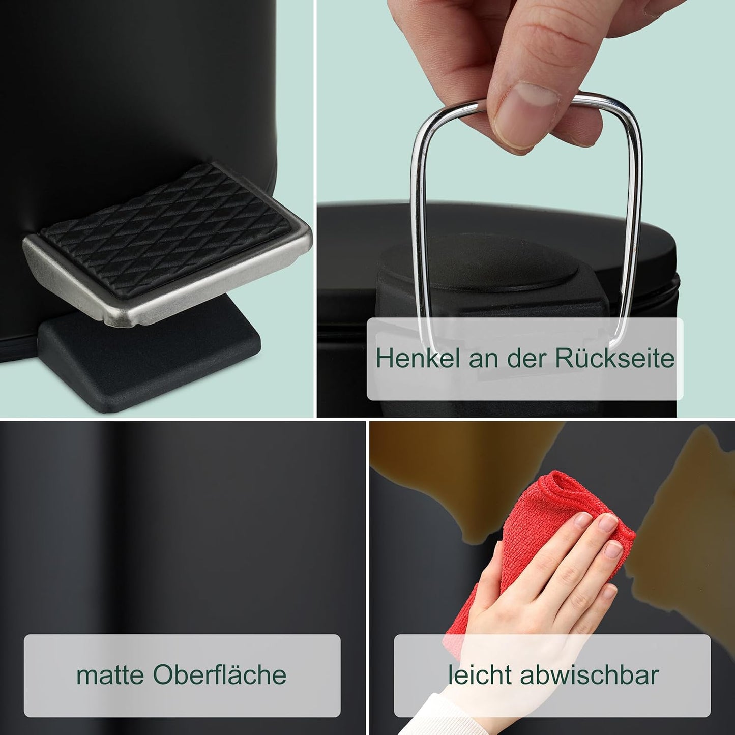 Kosmetikeimer mit Softclose-Funktion, schwarz