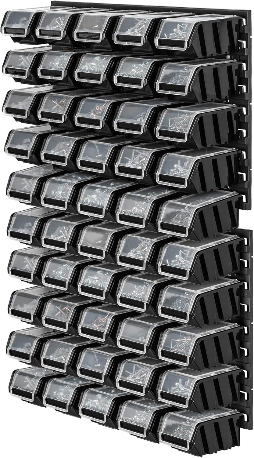 Werkstattwandregal System, 50 tlg. Schwarz