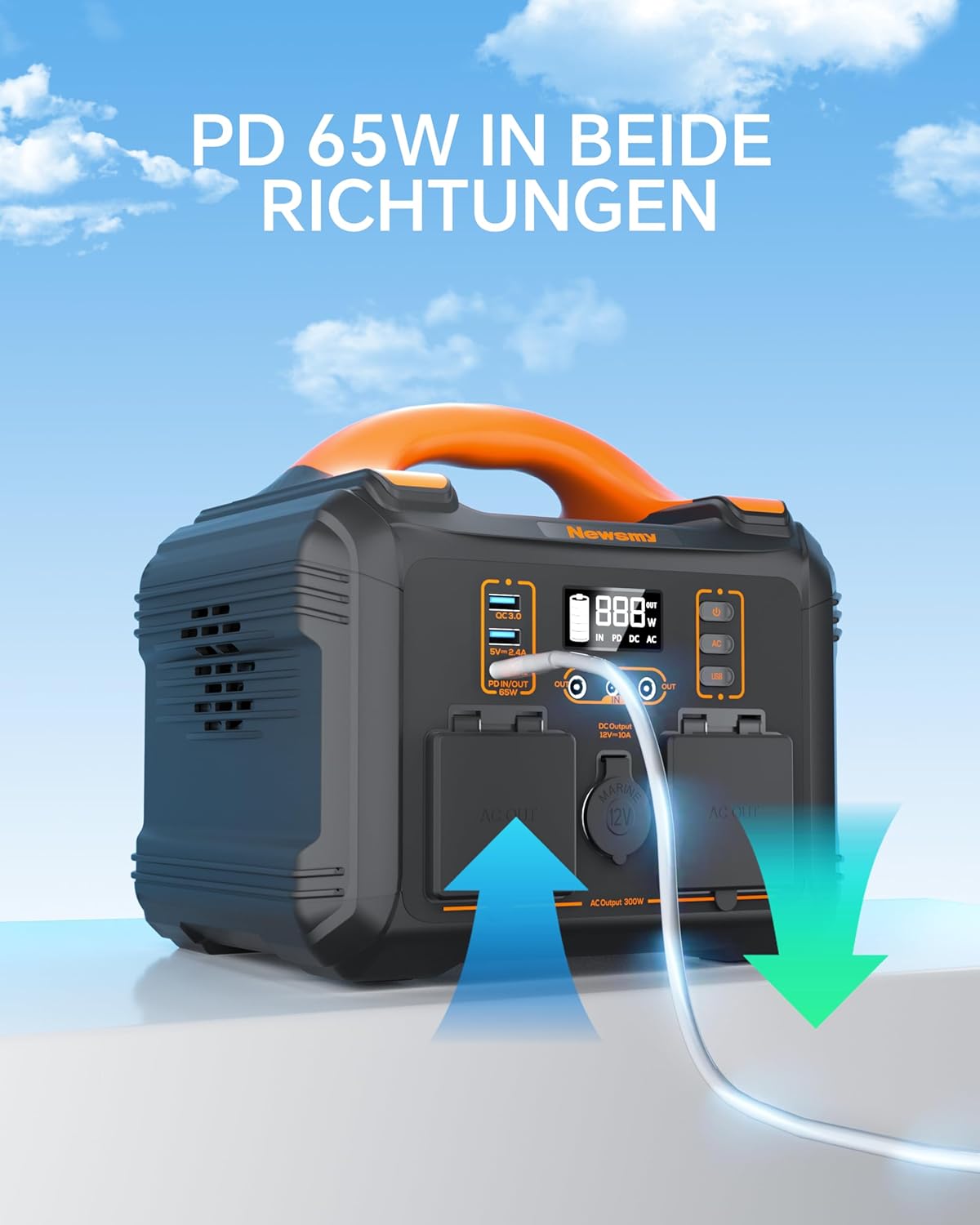 Tragbare Powerstation 300 W, 236Wh Schwarz