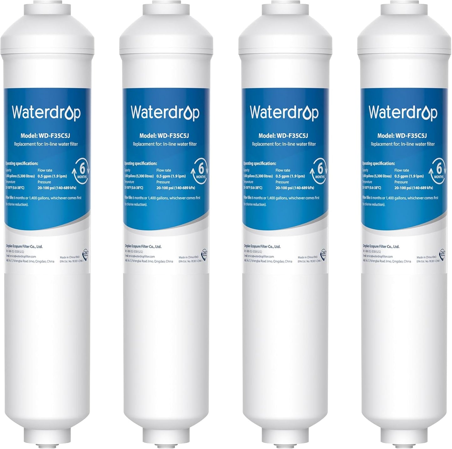 4 Stück Ersatzwasserfilter WD-F35C5J für Samsung DA29-10105J, 4