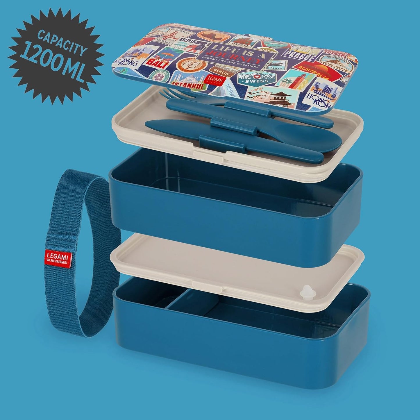 Lunchbox mit Besteck & Travel-Stickers, TRAVEL STICKERS
