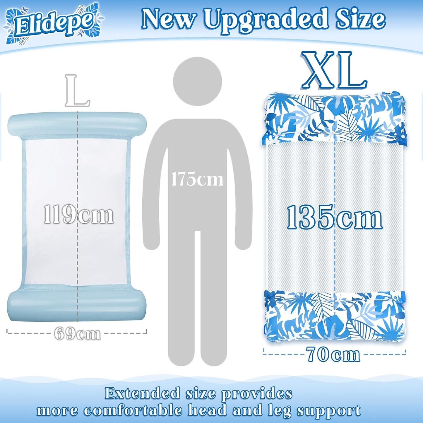 4-in-1 Wasserhängematte, 2 Stück, (Blau & Grün)