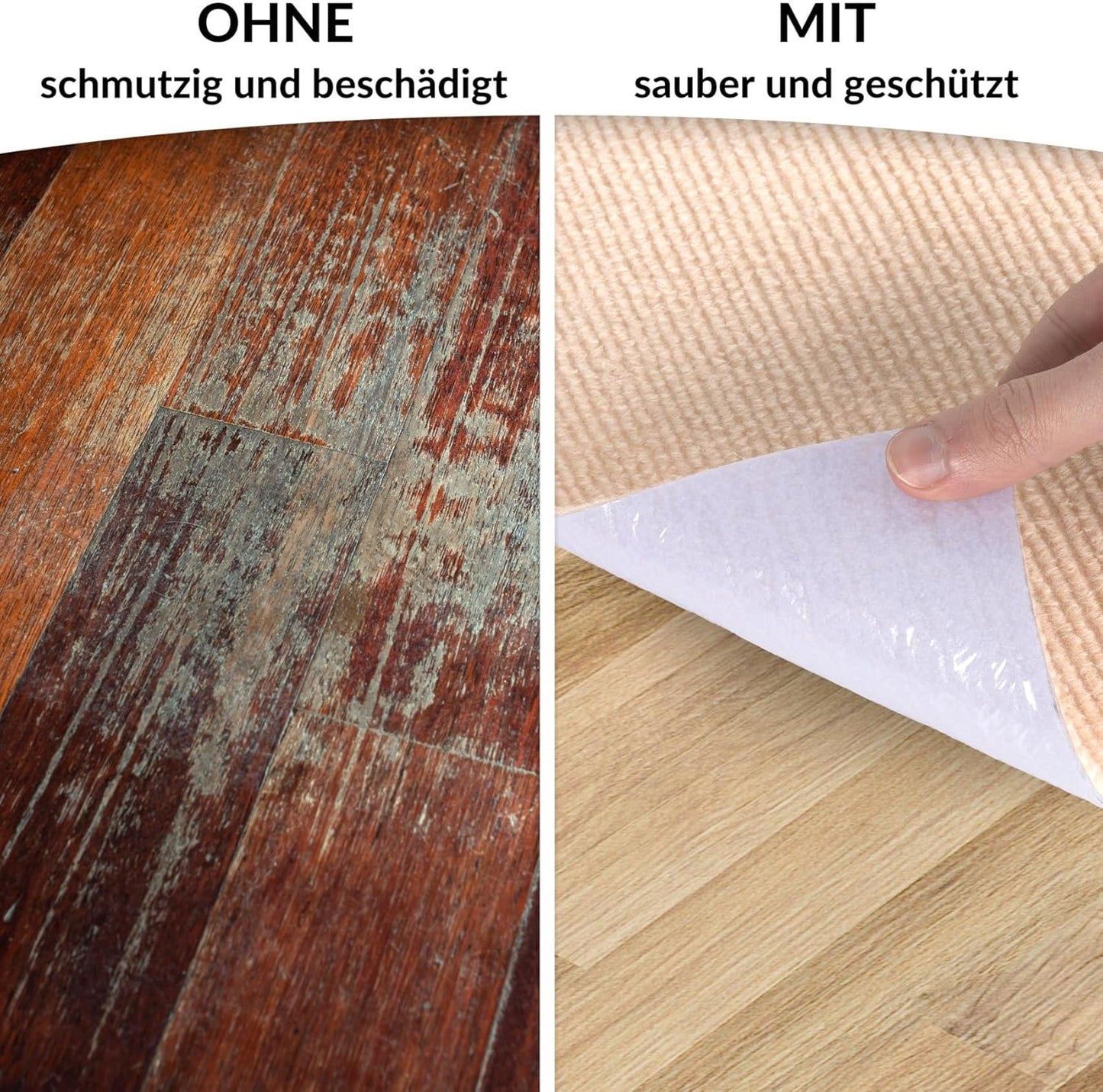 Selbsthaftende Bodenschutzmatte für Bürostühle, 150 x 300 cm Creme