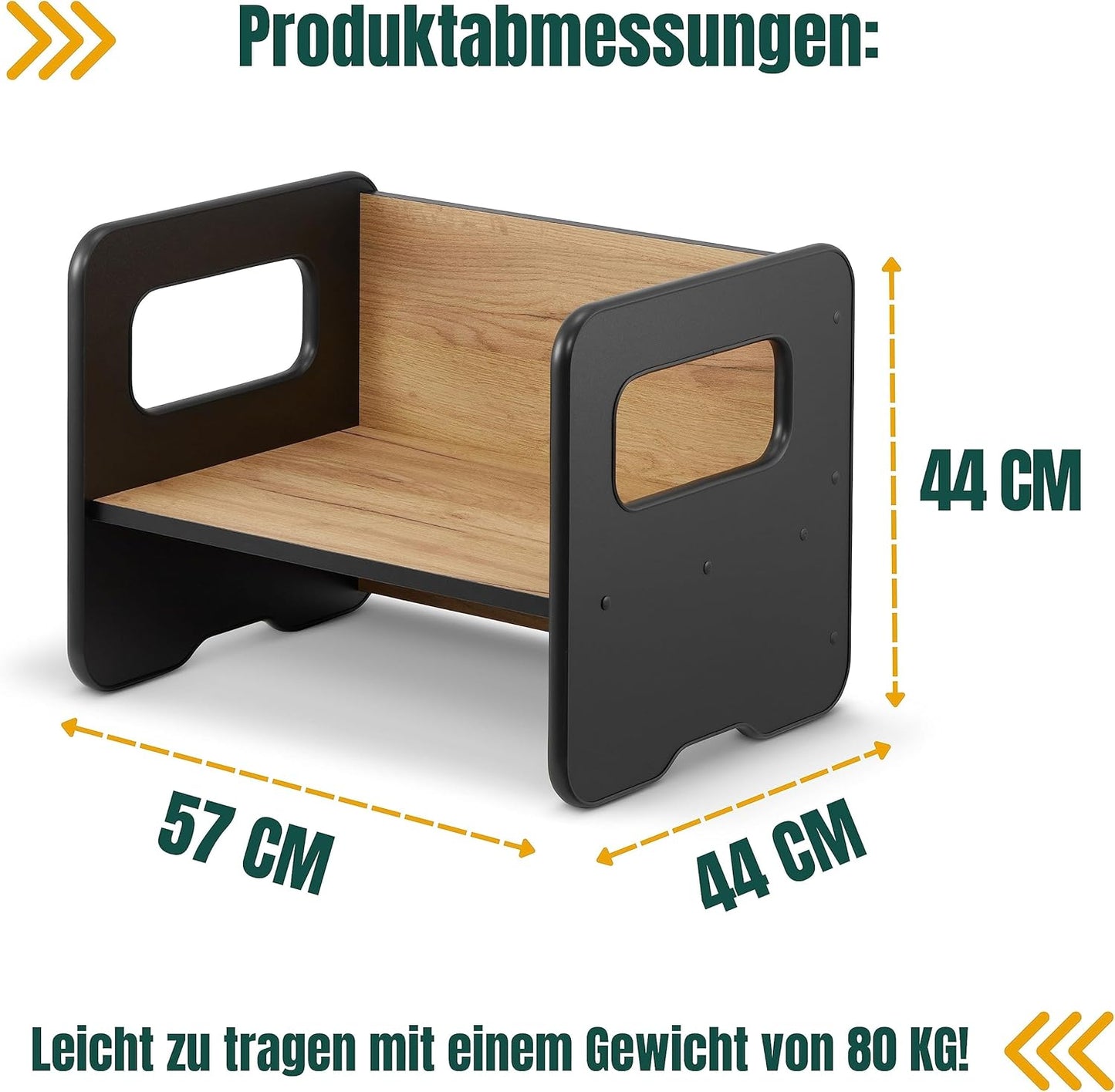 Kindersitzbank & Tisch-Kombination, Schwarz + Eiche