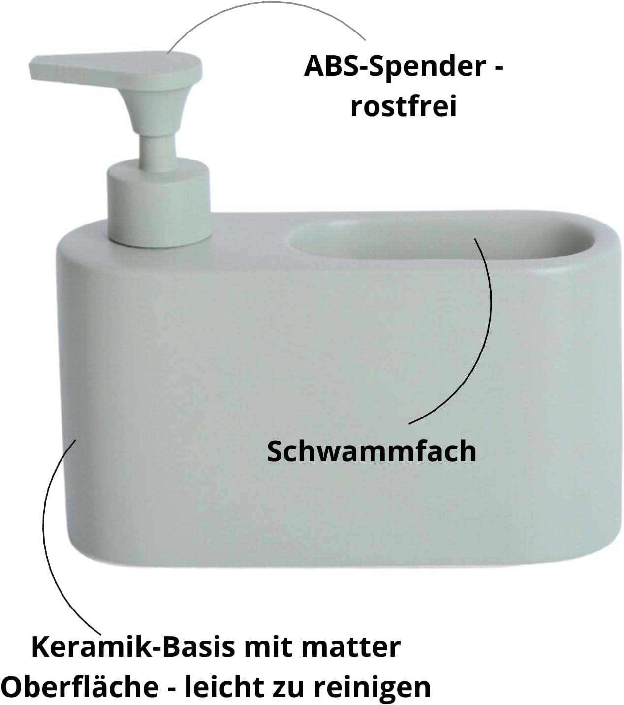 Seifenspender matt 18 x 6 x 15.8 cm, Salbeigrün Matt