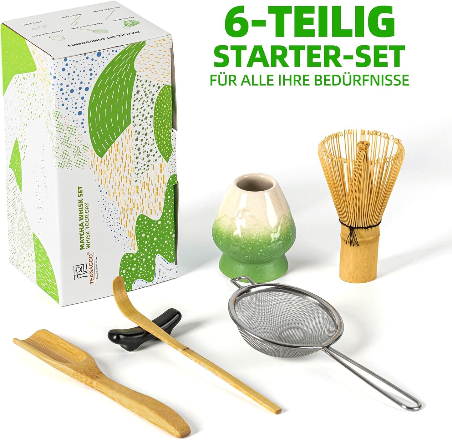 Matcha-Schneebesen-Set, Grün