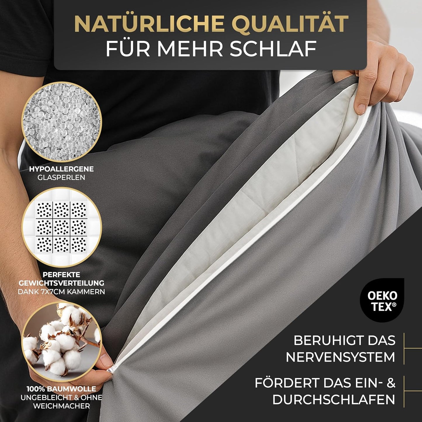 Gewichtsdecke mit Bettbezug, 6kg - 135x200cm