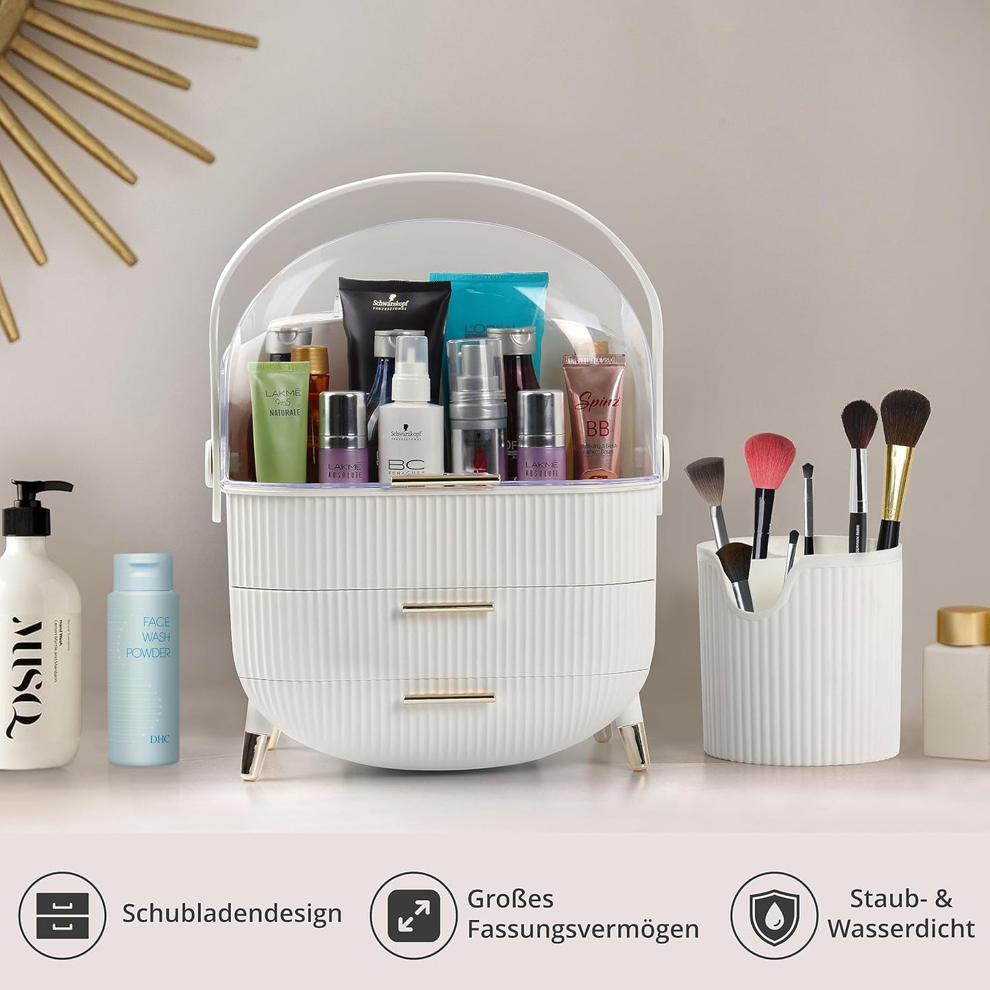 MakeUp-Organizer mit Pinsel-Aufbewahrung