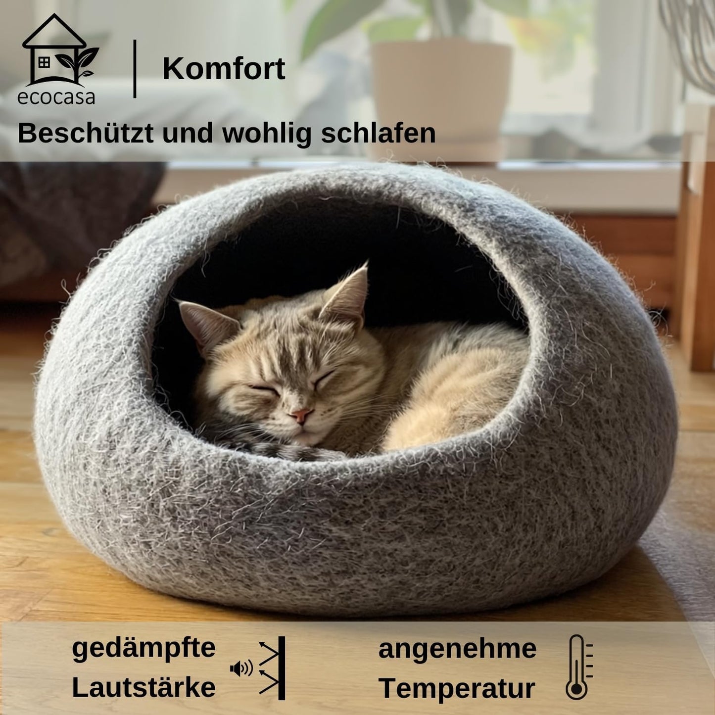 2-in-1Katzenhöhle & Katzenbett, Hellgrau