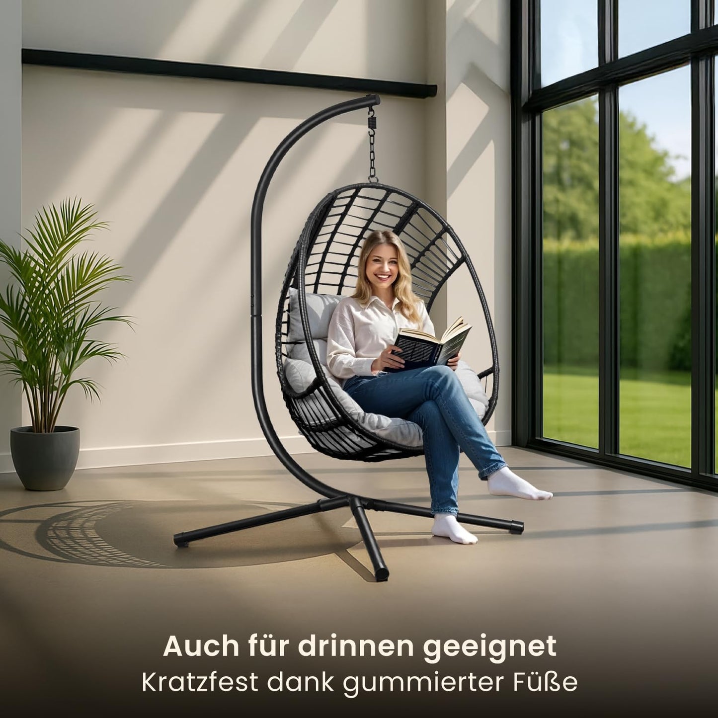 XXL-Hängesessel mit Gestell, Hellgrau