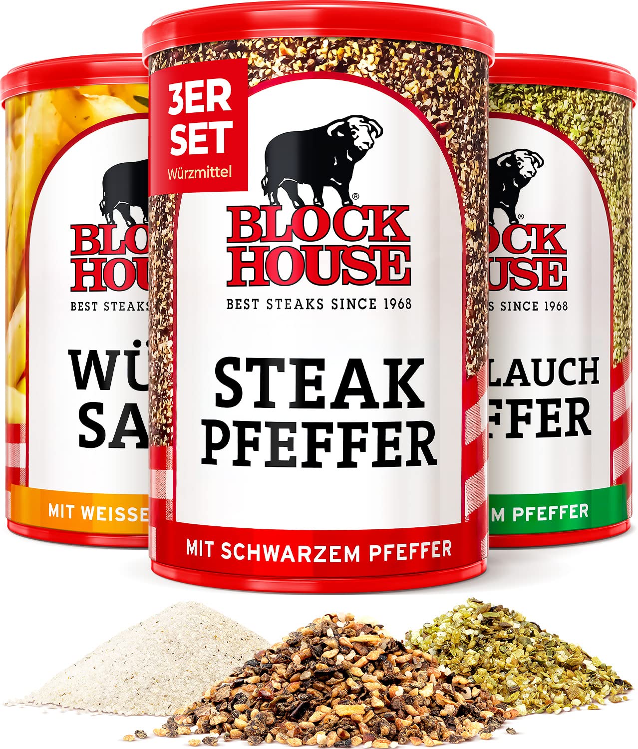 Steakpfeffer-Würzsalz-Set mit 3 Sorten