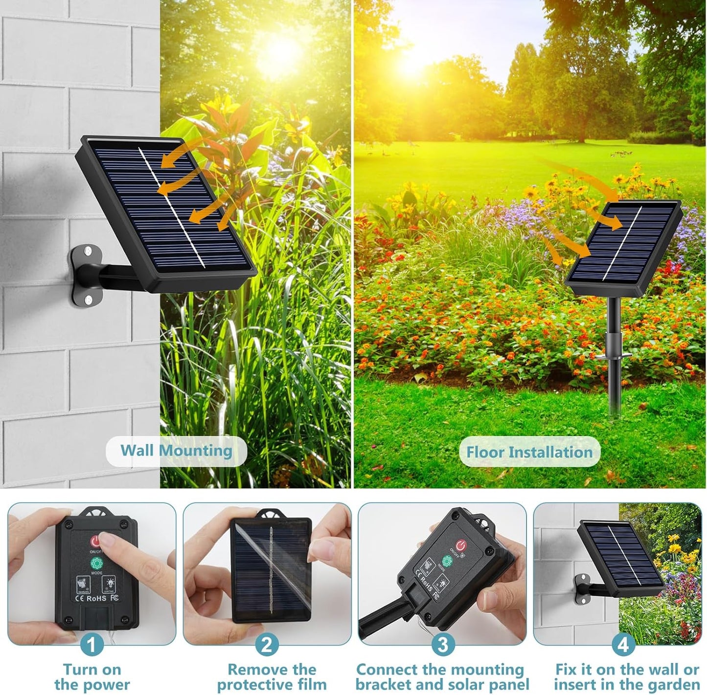 3 Stück Solar Lichterketten mit je 120 LEDs und 8 Modi, Kaltweiss 3 Stück-12M