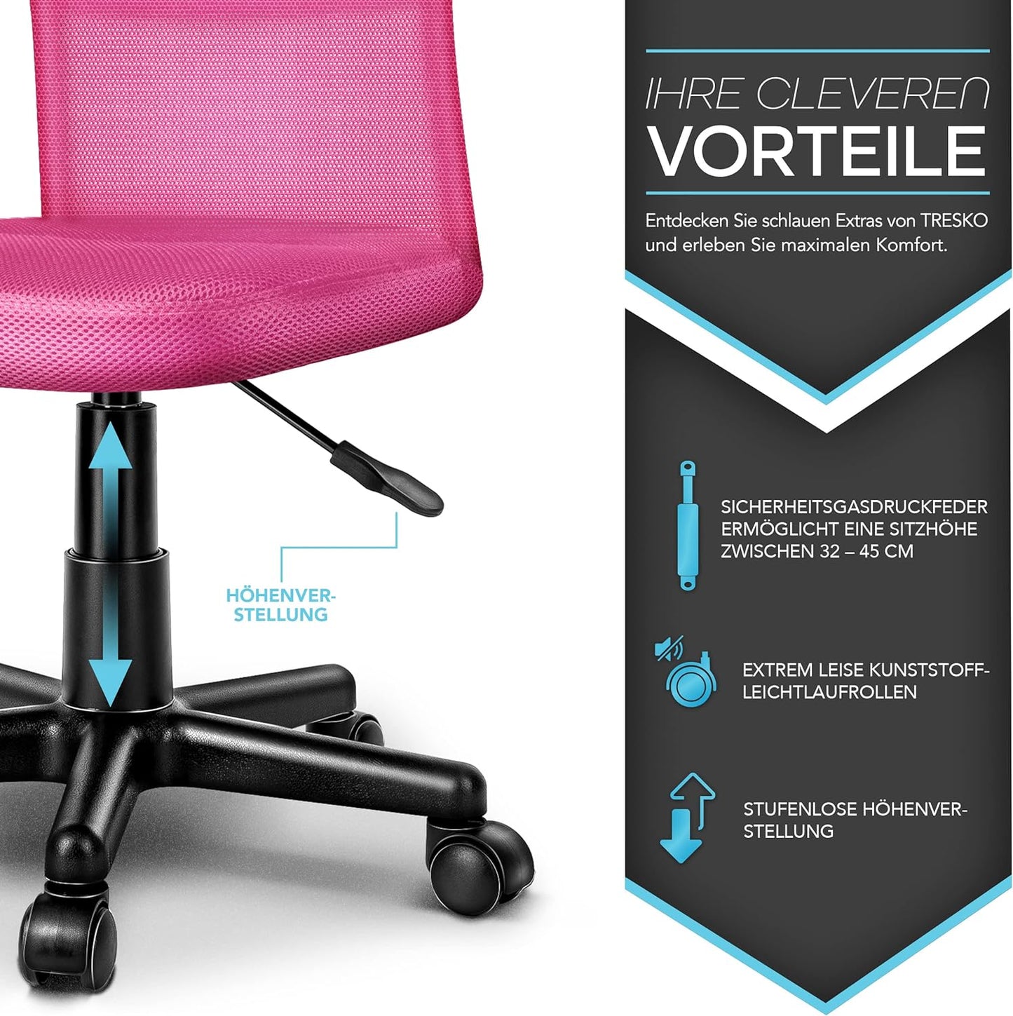 Schreibtischstuhl, Ohne Armlehnen, Rosa