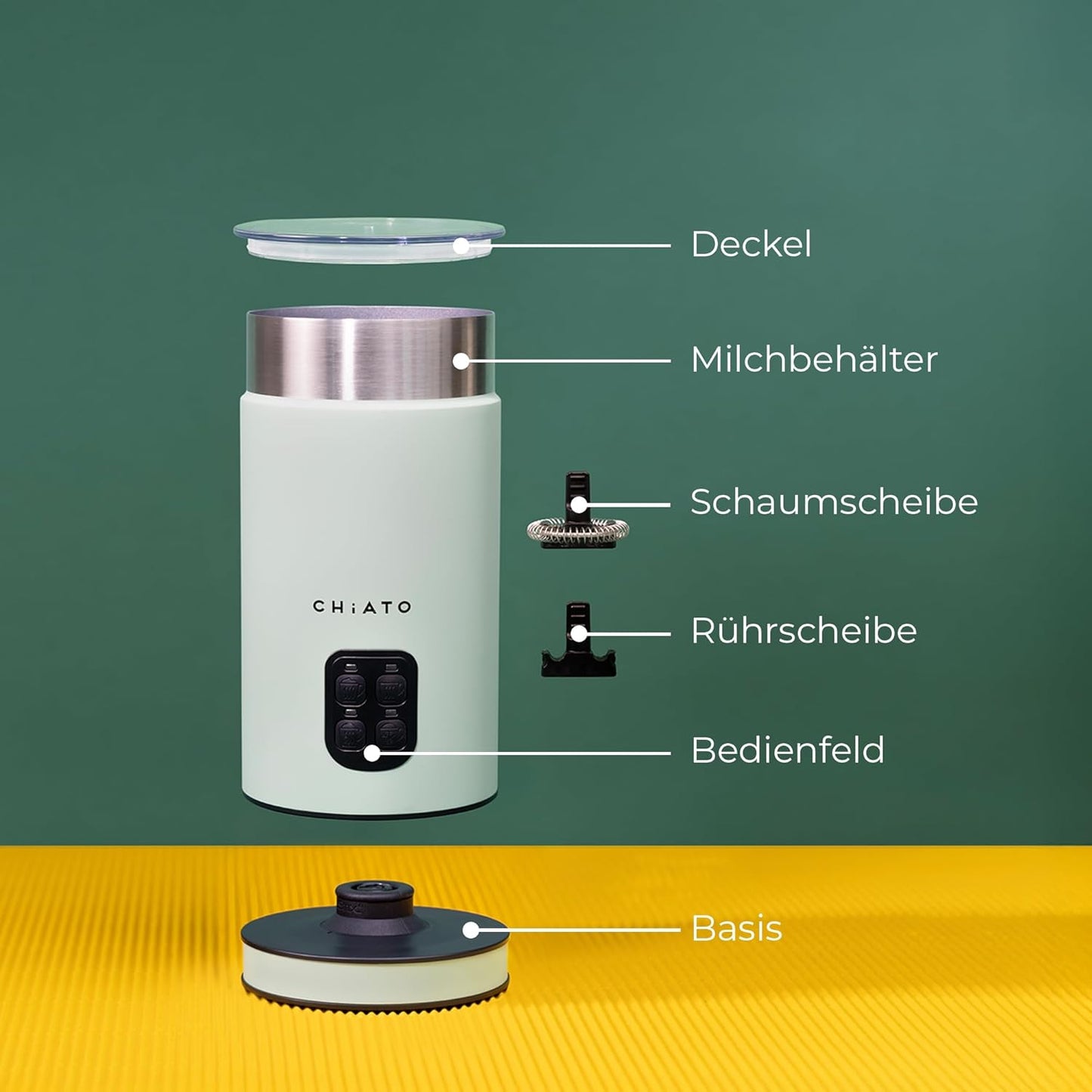 4-in-1 Elektrischer Milchaufschäumer & Milchkocher, Green