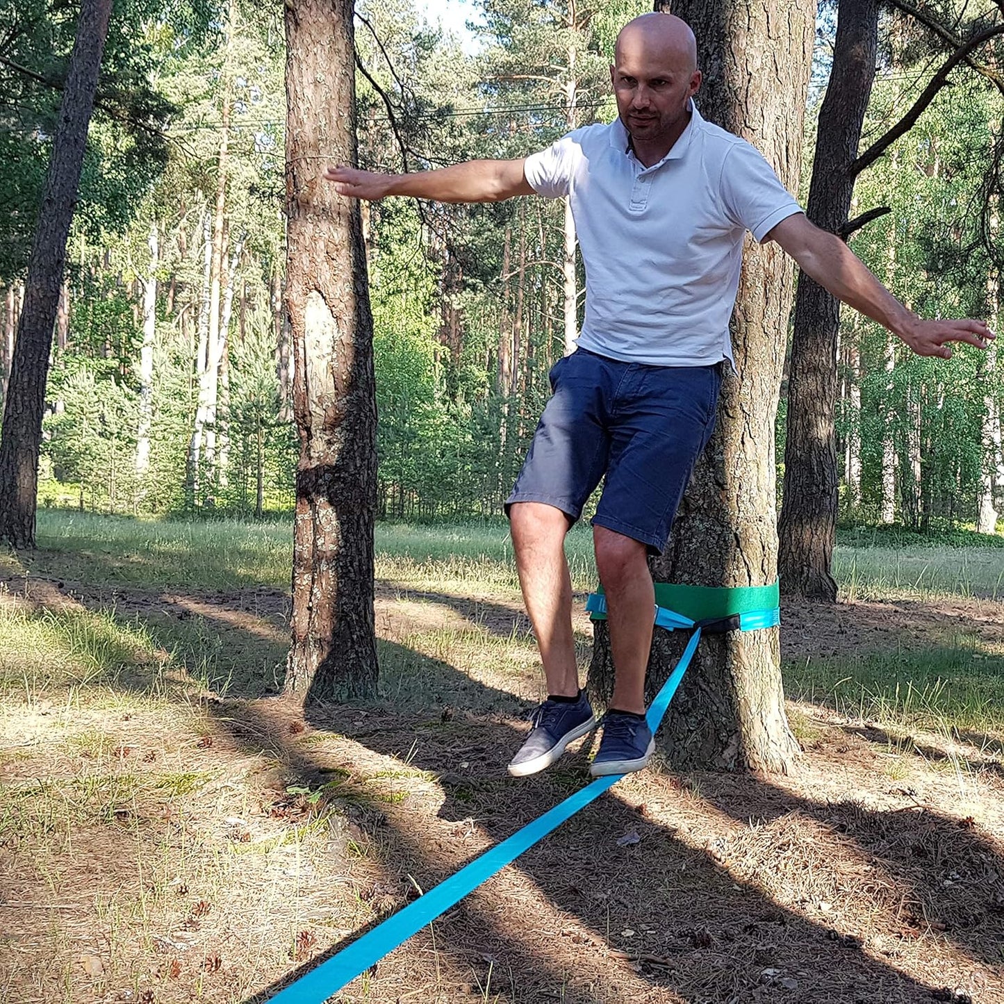 Slackline-Set mit Ratsche und Baumschutzband, Slackline